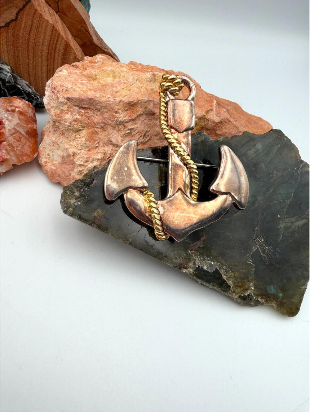 Vintage 1970s MJ Nautical Anchor Brooch/Pendant